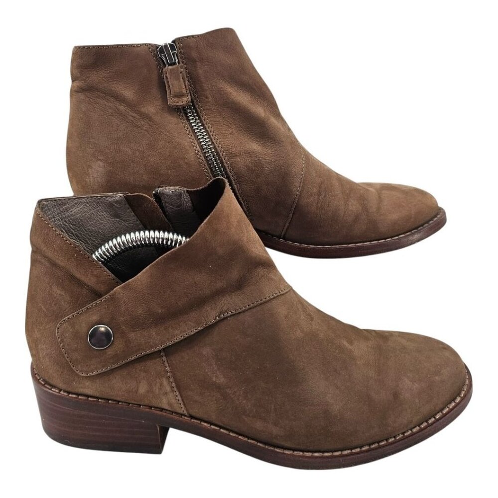 Eileen Fisher Womens 7.5 Billie Tumbled Nubuck Leather Booties